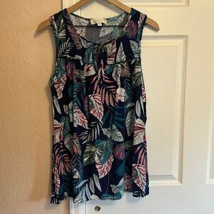 Suzanne Betro Weekend Hawaiian leaf print tank size large